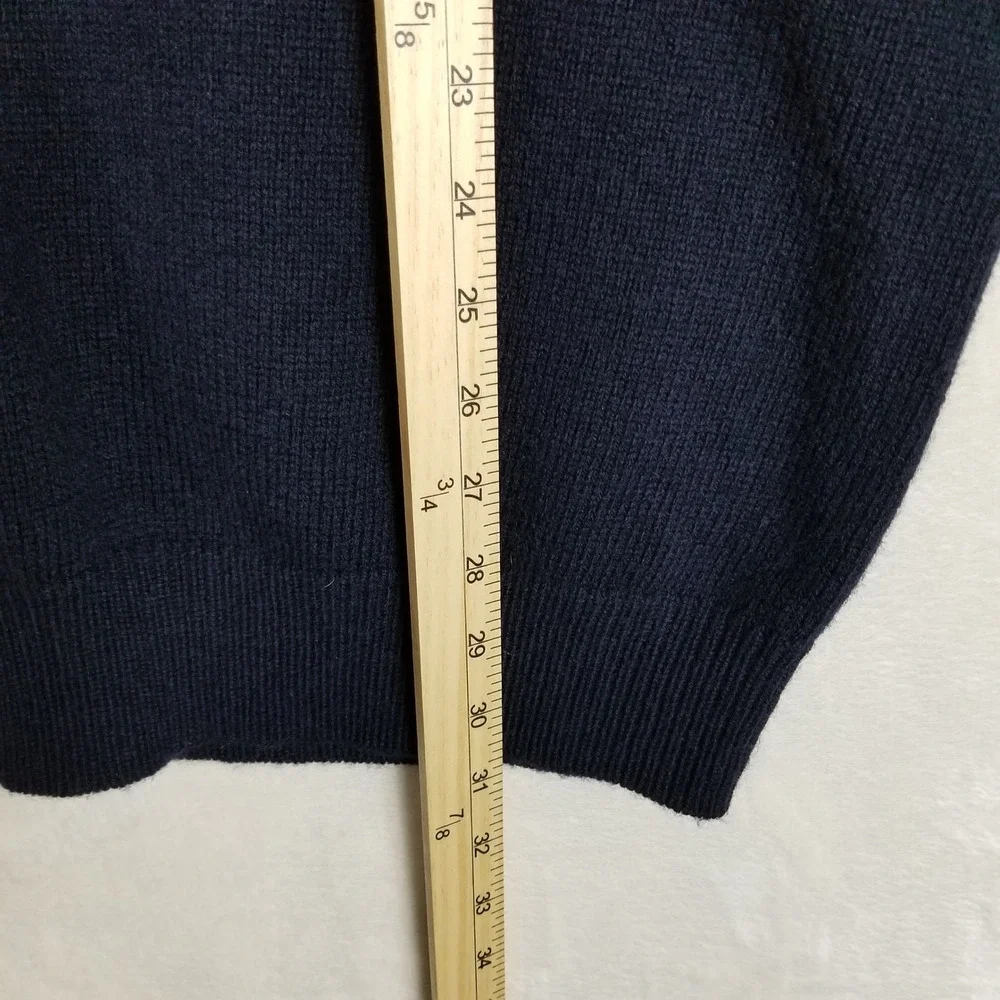 Brooks Brothers Sweater Men XL Navy Blue Italian Lambswool Shawl Collar Pullover